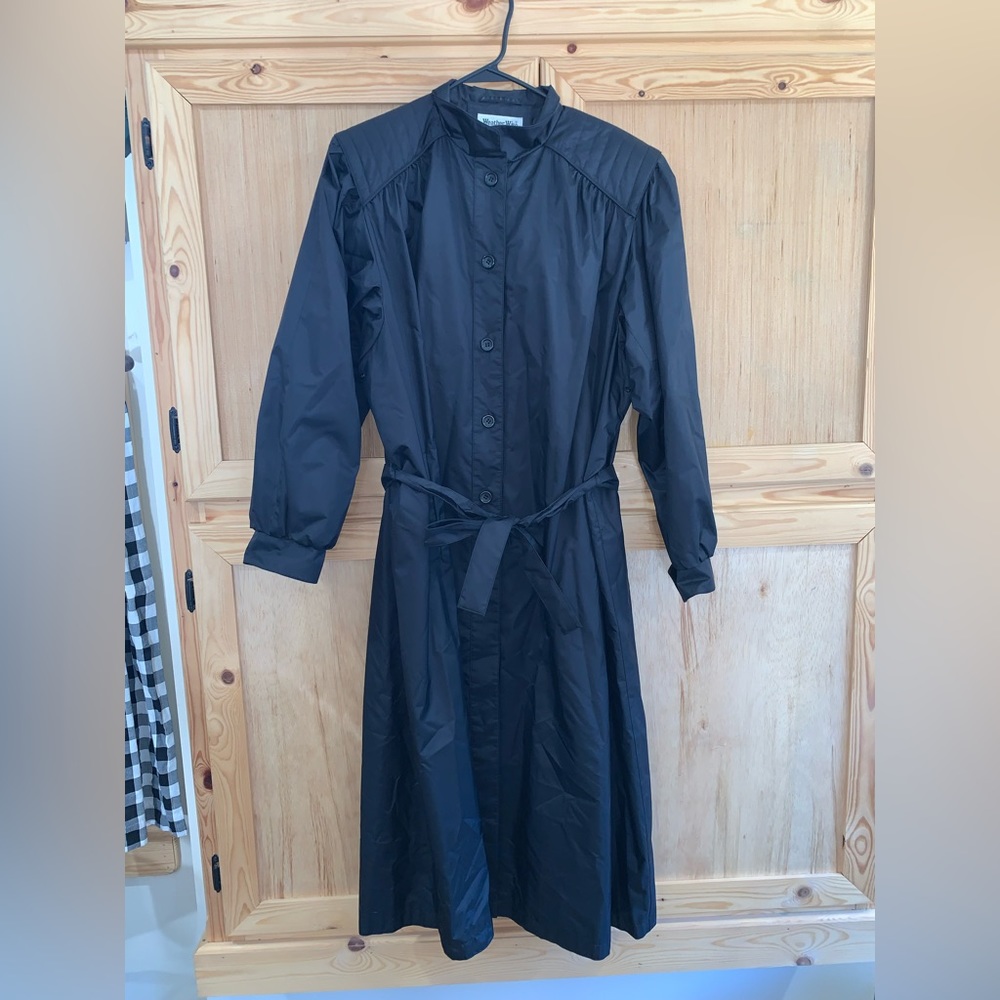 Weather Wise by micki VINTAGE black rain trench coat size 22 1/2